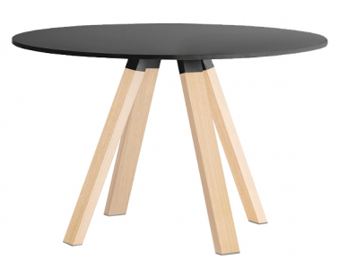Стол обеденный PEDRALI Arki-Table Wood дуб, компакт-ламинат HPL беленый дуб, черный Фото 1