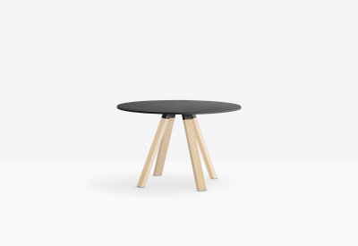Стол обеденный PEDRALI Arki-Table Wood дуб, компакт-ламинат HPL беленый дуб, черный Фото 4