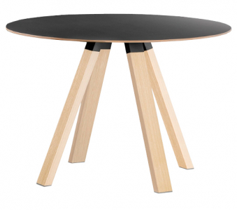 Стол ламинированный PEDRALI Arki-Table Wood дуб, компакт-ламинат HPL беленый дуб, черный Фото 1