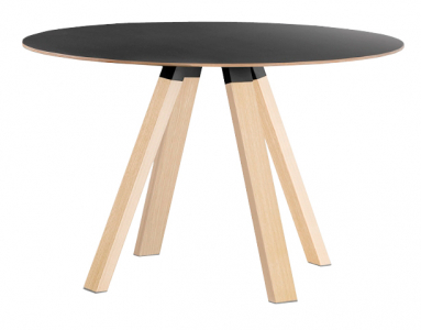 Стол ламинированный PEDRALI Arki-Table Wood дуб, компакт-ламинат HPL беленый дуб, черный Фото 1