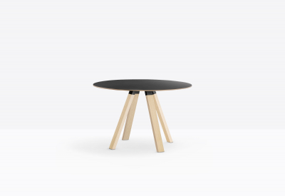 Стол ламинированный PEDRALI Arki-Table Wood дуб, компакт-ламинат HPL беленый дуб, черный Фото 4