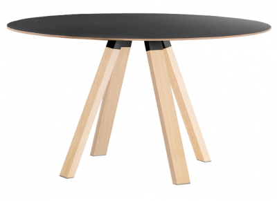 Стол ламинированный PEDRALI Arki-Table Wood дуб, компакт-ламинат HPL беленый дуб, черный Фото 1
