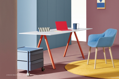 Стол ламинированный PEDRALI Arki-Desk Compact сталь, компакт-ламинат HPL синий, черный Фото 5