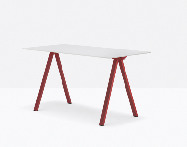 Стол ламинированный PEDRALI Arki-Desk Compact сталь, компакт-ламинат HPL красный, белый Фото 4