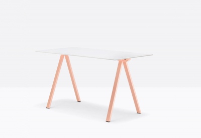 Стол ламинированный PEDRALI Arki-Desk Compact сталь,  компакт-ламинат HPL розовый, белый Фото 4