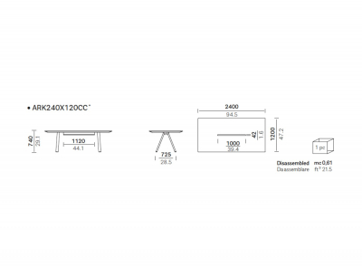 Стол с каналом для протяжки проводов PEDRALI Arki-Table CC Compact сталь, алюминий, компакт-ламинат HPL белый Фото 2