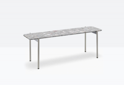 Столик кофейный PEDRALI Blume алюминий, сталь, искусственный камень серебристый, серый мрамор Фото 4