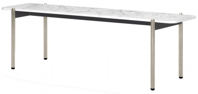Столик кофейный PEDRALI Blume алюминий, сталь, компакт-ламинат HPL серебристый, белый мрамор Фото 1