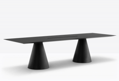 Стол с каналом для протяжки проводов PEDRALI Ikon Table CC полиэтилен, компакт-ламинат HPL черный Фото 4