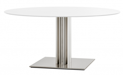 Стол ламинированный PEDRALI Inox Table нержавеющая сталь, компакт-ламинат HPL матовый стальной, белый Фото 1