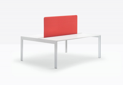 Стол со звукопоглощающей панелью PEDRALI Kuadro Desk сталь, ЛДСП, ткань белый, красный Фото 5