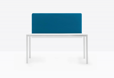 Стол со звукопоглощающей панелью PEDRALI Kuadro Desk сталь, ЛДСП, ткань белый, синий Фото 5