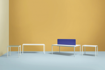 Стол со звукопоглощающей панелью PEDRALI Kuadro Desk сталь, ЛДСП, ткань белый, синий Фото 7