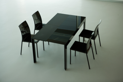 Стол стеклянный раскладной PEDRALI Matrix алюминий, стекло черный Фото 10