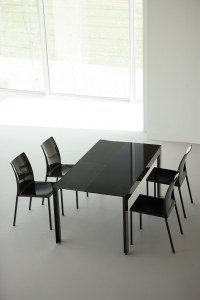 Стол стеклянный раскладной PEDRALI Matrix алюминий, стекло черный Фото 11
