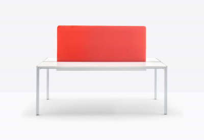 Стол со звукопоглощающей панелью PEDRALI Matrix Desk алюминий, ЛДСП, ткань белый, красный Фото 5