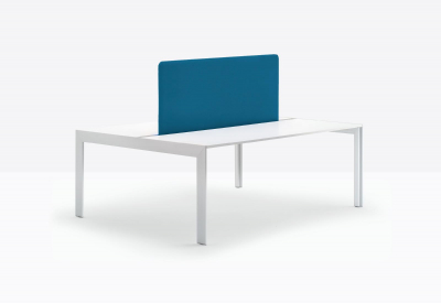 Стол со звукопоглощающей панелью PEDRALI Matrix Desk алюминий, ЛДСП, ткань белый, синий Фото 4