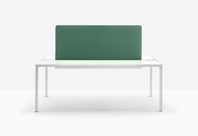 Стол со звукопоглощающей панелью PEDRALI Matrix Desk алюминий, ЛДСП, ткань белый, зеленый Фото 5