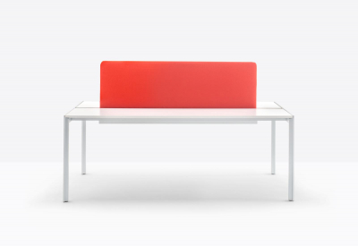 Стол со звукопоглощающей панелью PEDRALI Matrix Desk алюминий, ЛДСП, ткань белый, красный Фото 6