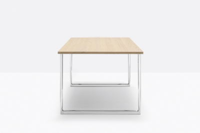 Стол шпонированный PEDRALI Toa Desk алюминий, шпон полированный стальной, беленый дуб Фото 7
