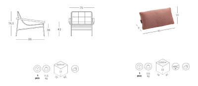 Кресло лаунж металлическое с подушкой Scab Design Dress Code Glam Outdoor сталь, ироко, акрил антрацит, бежевый Фото 2