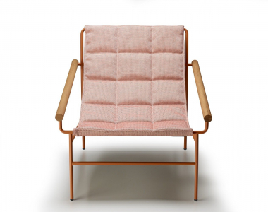 Кресло лаунж металлическое с подушкой Scab Design Dress Code Glam Outdoor сталь, ироко, ткань sunbrella терракотовый, розовый Фото 8