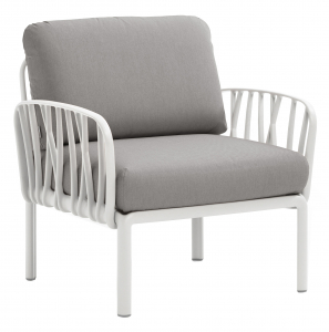 Кресло пластиковое с подушками Nardi Komodo Poltrona стеклопластик, акрил белый, серый Фото 1