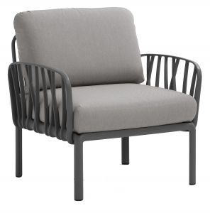 Кресло пластиковое с подушками Nardi Komodo Poltrona стеклопластик, акрил антрацит, серый Фото 1