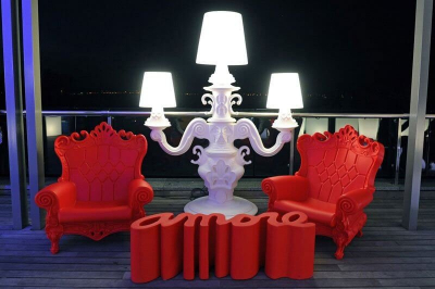 Скамья пластиковая дизайнерская SLIDE Amore Standard полиэтилен пламенный красный Фото 27