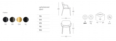 Кресло металлическое c обивкой Scab Design Si-Si Bold сталь, ткань черный никель, серый Фото 2