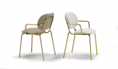 Кресло металлическое c обивкой Scab Design Si-Si Bold сталь, ткань матовое золото, бежевый Фото 7