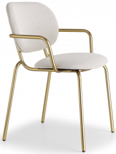 Кресло металлическое c обивкой Scab Design Si-Si Bold сталь, ткань матовое золото, бежевый Фото 1
