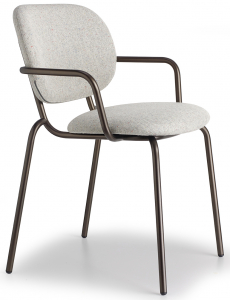 Кресло металлическое c обивкой Scab Design Si-Si Bold сталь, шерсть бронзовый, серый Фото 1