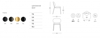 Стул металлический c обивкой Scab Design Si-Si Bold сталь, шерсть бронзовый, желтый Фото 2