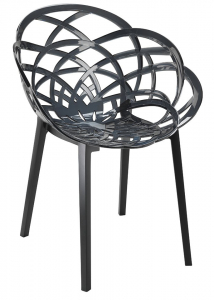 Кресло прозрачное PAPATYA Flora полипропилен, поликарбонат черный, дымчатый Фото 1