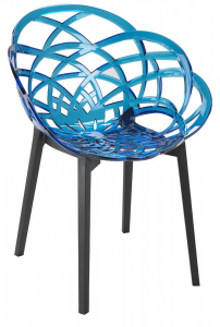 Кресло прозрачное PAPATYA Flora полипропилен, поликарбонат черный, синий Фото 1