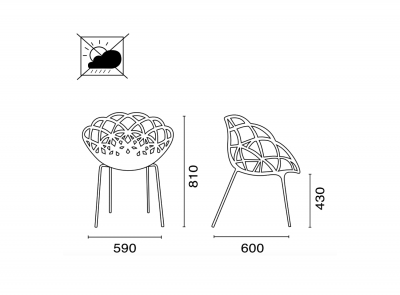 Кресло пластиковое PAPATYA Flora-ML сталь, поликарбонат хромированный, белый матовый Фото 2
