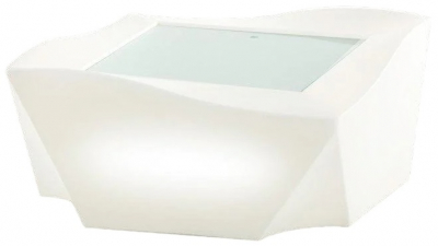 Стол пластиковый журнальный светящийся SLIDE Kami Ni Lighting LED полиэтилен, закаленное стекло белый Фото 1