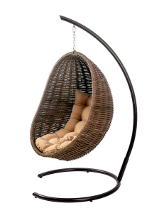 Кресло плетеное подвесное DW Cocoon сталь, искусственный ротанг, полиэстер коричневый Фото 6