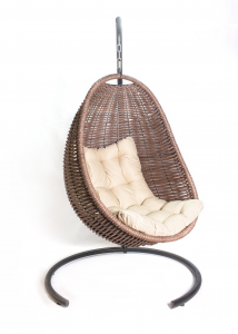 Кресло плетеное подвесное DW Cocoon сталь, искусственный ротанг, полиэстер коричневый Фото 14