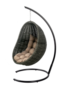 Кресло плетеное подвесное DW Cocoon сталь, искусственный ротанг, полиэстер черный Фото 6