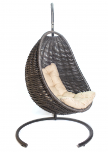 Кресло плетеное подвесное DW Cocoon сталь, искусственный ротанг, полиэстер черный Фото 12