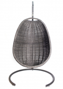 Кресло плетеное подвесное DW Cocoon сталь, искусственный ротанг, полиэстер черный Фото 17