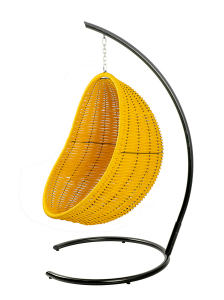 Кресло плетеное подвесное DW Cocoon сталь, искусственный ротанг, полиэстер желтый Фото 7