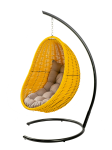 Кресло плетеное подвесное DW Cocoon сталь, искусственный ротанг, полиэстер желтый Фото 8
