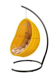 Кресло плетеное подвесное DW Cocoon сталь, искусственный ротанг, полиэстер желтый Фото 9