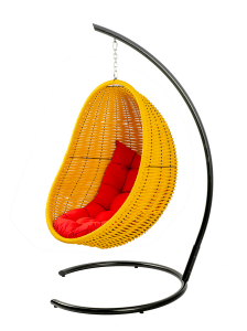 Кресло плетеное подвесное DW Cocoon сталь, искусственный ротанг, полиэстер желтый Фото 10