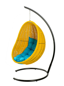 Кресло плетеное подвесное DW Cocoon сталь, искусственный ротанг, полиэстер желтый Фото 11