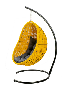 Кресло плетеное подвесное DW Cocoon сталь, искусственный ротанг, полиэстер желтый Фото 6