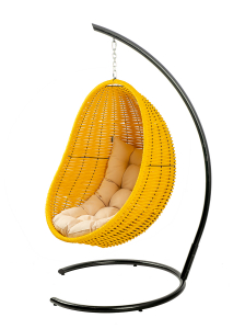 Кресло плетеное подвесное DW Cocoon сталь, искусственный ротанг, полиэстер желтый Фото 12